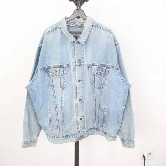 W939 90sビンテージ Levis リーバイス デニムジャケット 70507 USA製■1990年代製 約XLサイズ 古着 アメカジ ストリート Gジャン ブルー USA製 90s Levi's 70598-4159 Black Denim