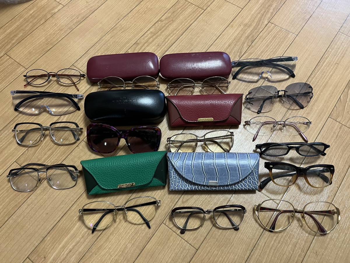 【O】べっこう　眼鏡　ブランドメガネ　めがね　まとめ　大量　coach　サングラス　ヴィンテージ　革　ケース　１円スタート　１円～