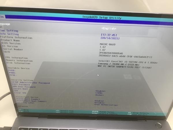 ジャンク!HUAWEI MACHC-WAX9○Core i5 10210U 1.6G 16G 512G SSD