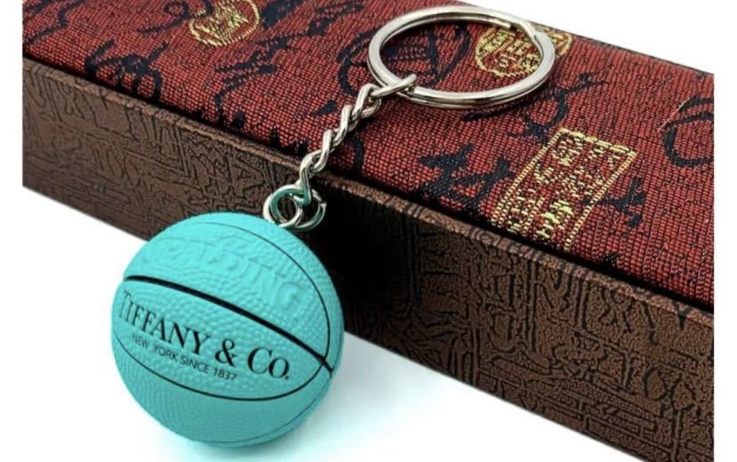 新品ティファニーブルー　バスケットボールキーホルダー_1