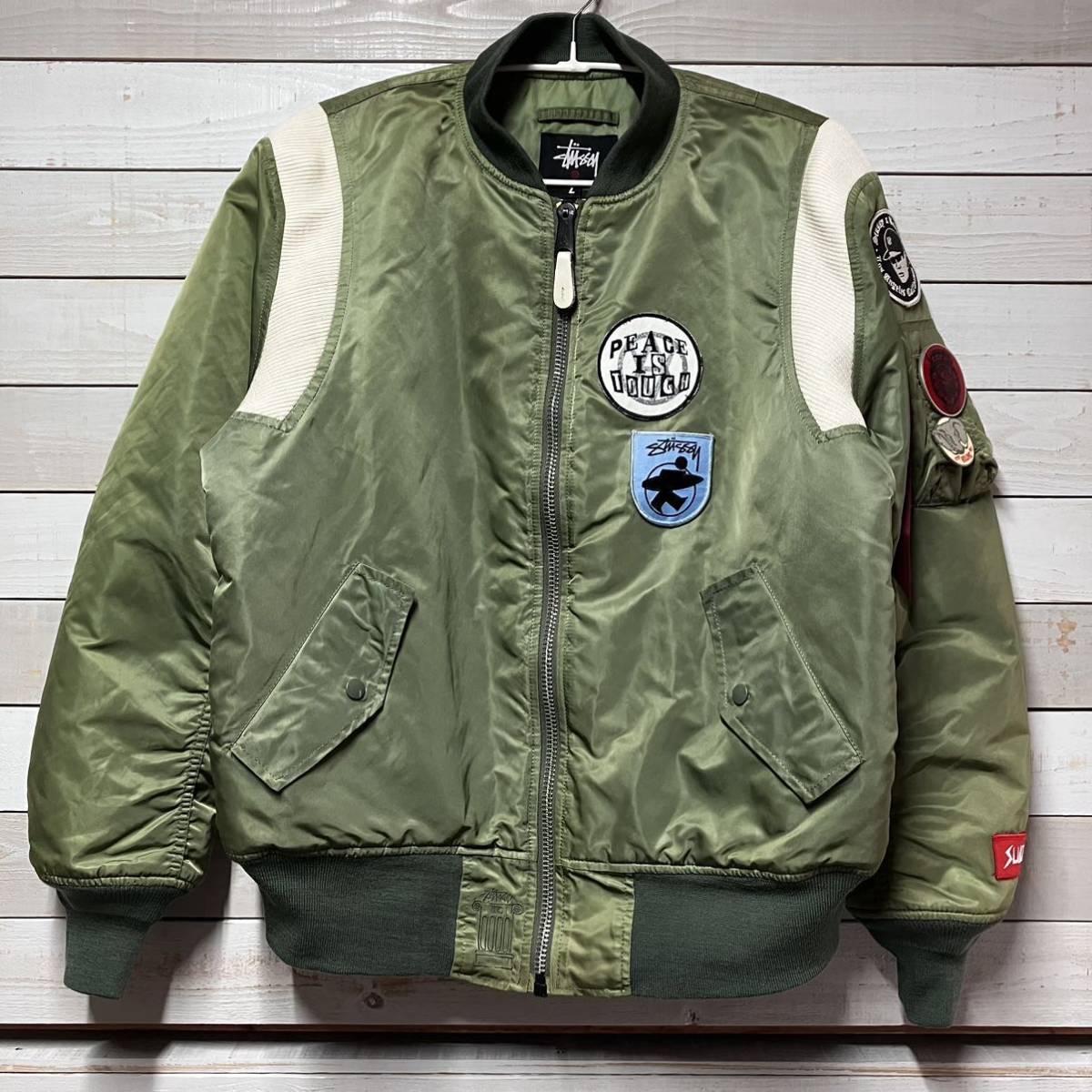 SIZE L STUSSY UK FRAGMENT DESIGN ALPHA MA-1 JACKET GREEN ステューシー フラグメント デザイン アルファ 社製 フライト ジャケット