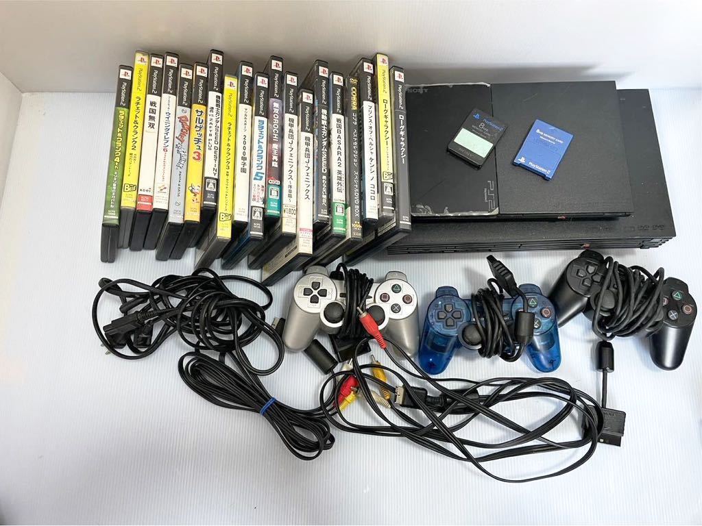 PlayStation2 ＳＣＰＨ-90000 コントローラーソフトセット PS2 二個 SCPH-90000 SCPH-35000 コントローラー3個 メモリーカード2個
