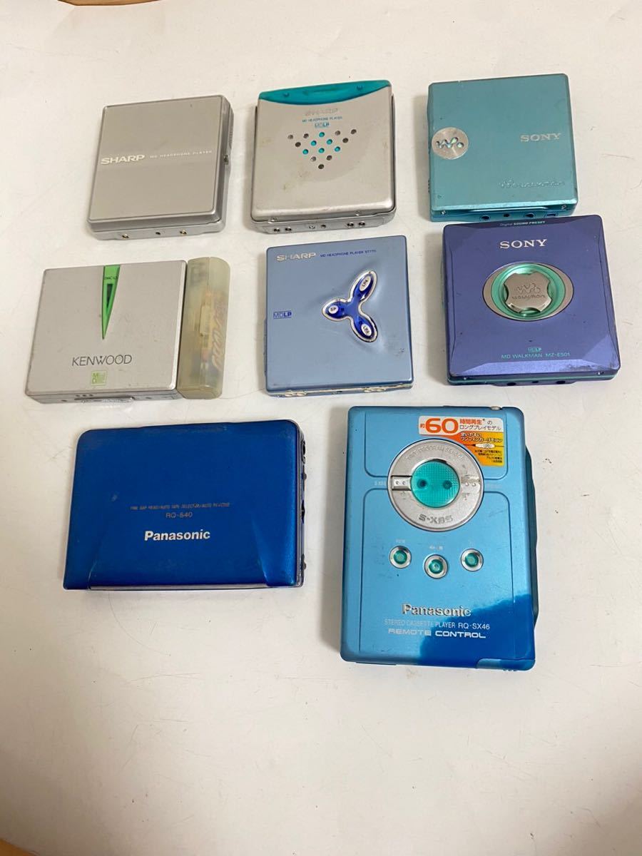 MDプレーヤー カセットプレーヤー SHARP SONY kenwood MD-ST600 DMC-I15 RQ-S40 MD-ST770 MZ-E501 RQ-SX46 8台まとめて売る