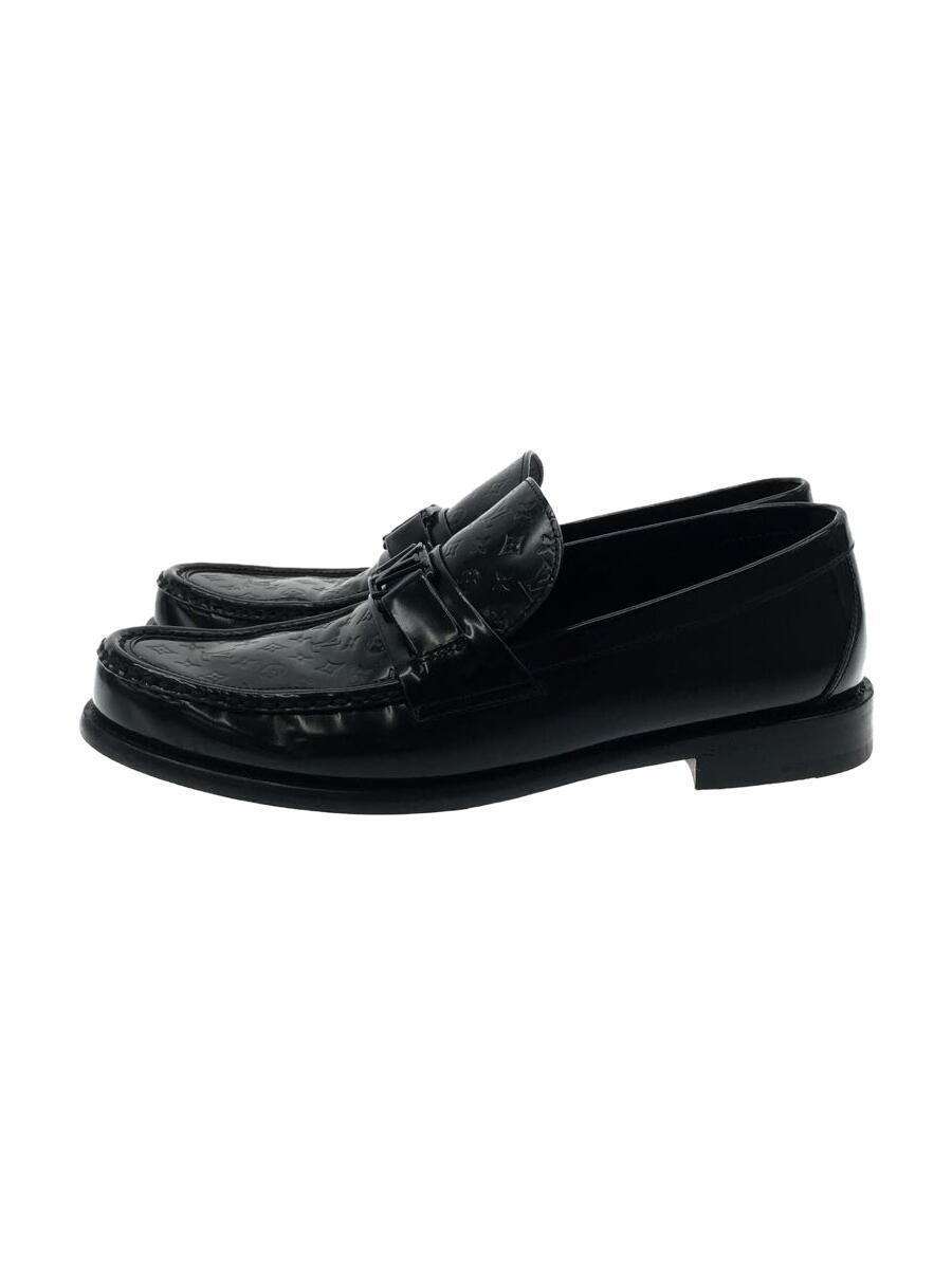 LOUIS VUITTON◇ローファー/UK7.5/BLK/レザー/メジャーライン LOUIS
