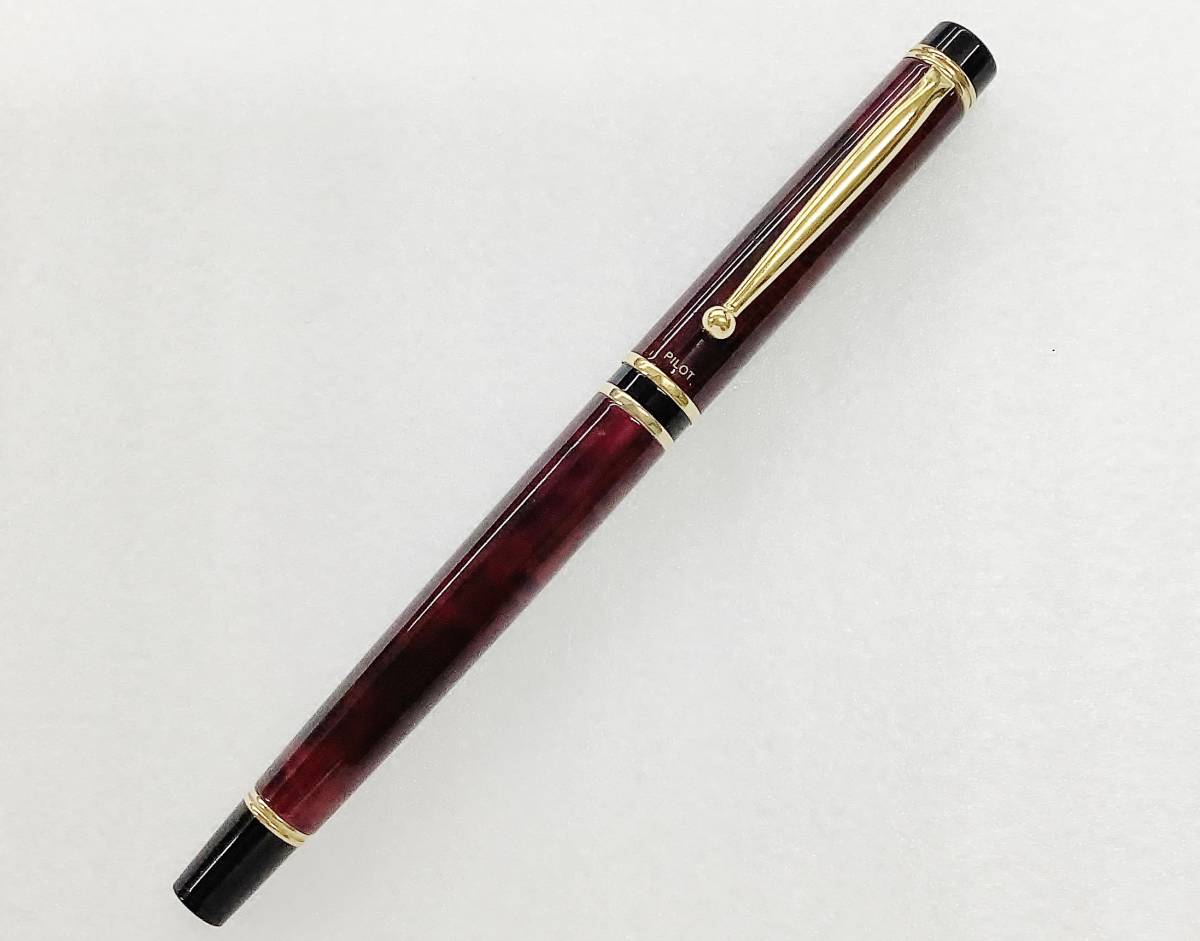 1円～ 美品 パイロット 万年筆 グランセ 14k レッドマーブル色 pilot