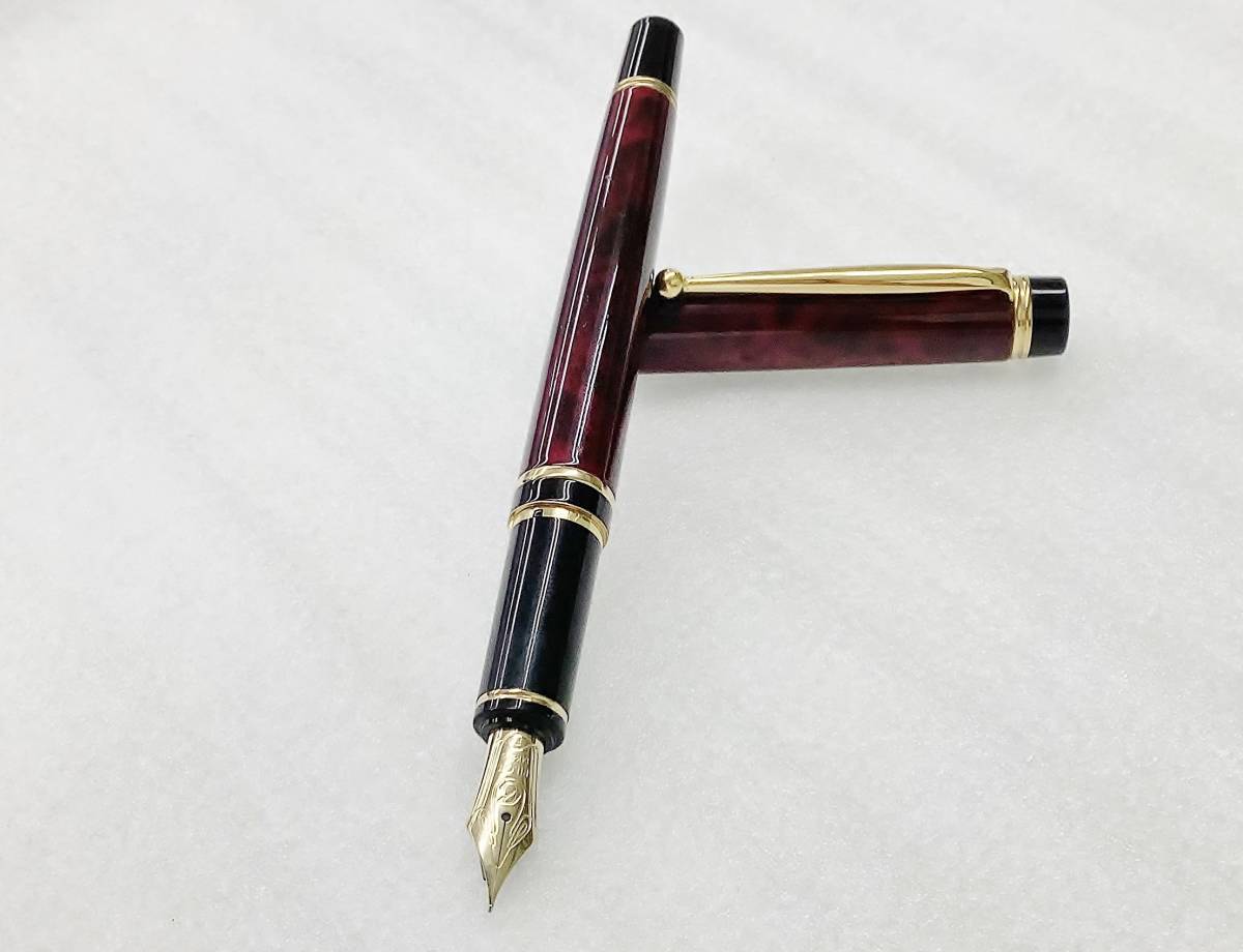 1円～ 美品 パイロット 万年筆 グランセ 14k レッドマーブル色 pilot
