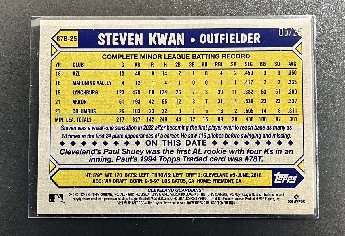 2022 Topps Japan Edition MLB Steven Kwan Guardians RC 25枚 
