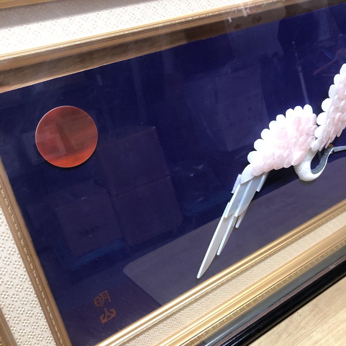640 大型水晶画 KSK 山梨県石画美術工芸協会 壁掛け 宝石画 貴石画