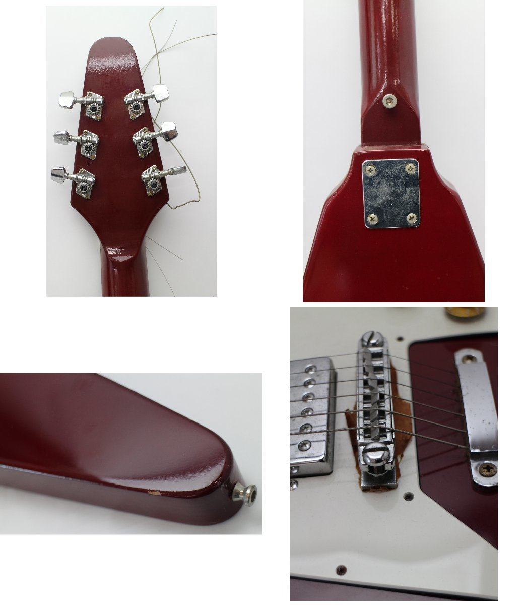 TOMSON トムソン フライングV エレキギター レッド ケース ストラップ