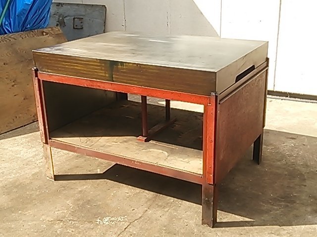 (１円スタート！) 鋳鉄製 精密定盤 1200×900×125 架台付き 工作 作業台 ■店舗引取り限定■ J6135