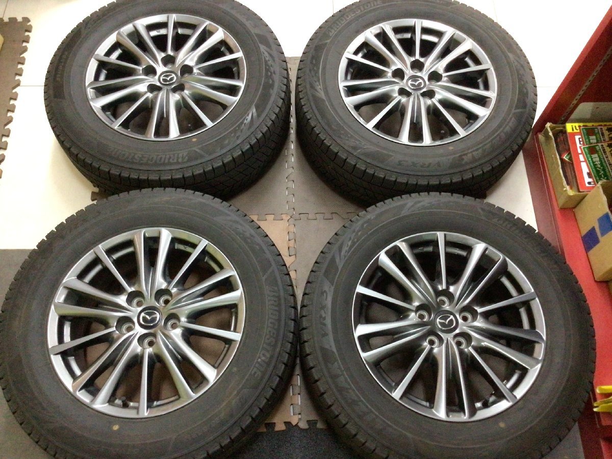 ★深溝ブリヂストンVRX3　225/65R17　マツダ純正17×7J+43　114.3/5H　CX-5取り外し品純正戻しや純正流用スペアとしてもオススメ★ ホイール 225&frasl;65R17 中古 CX-5 KF スタッドレス