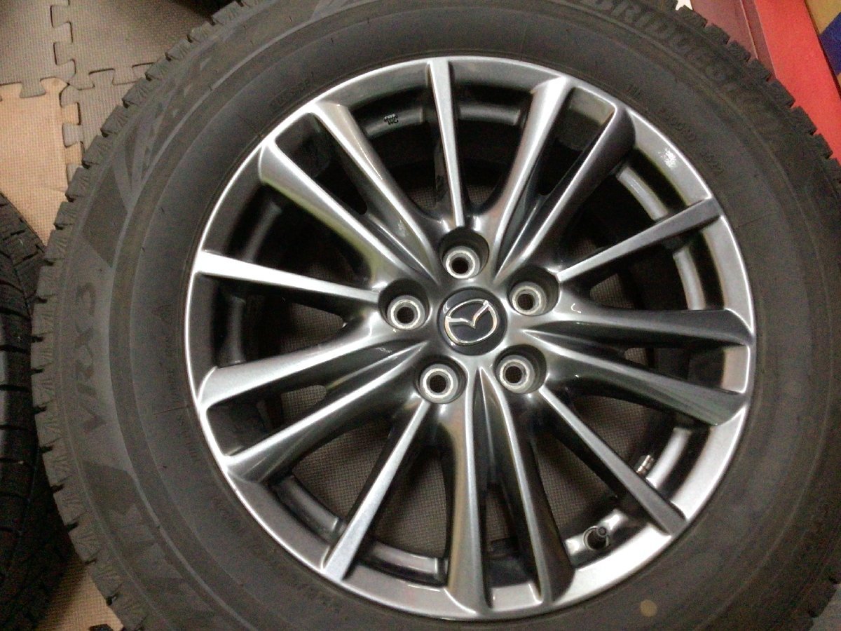 ★深溝ブリヂストンVRX3　225/65R17　マツダ純正17×7J+43　114.3/5H　CX-5取り外し品純正戻しや純正流用スペアとしてもオススメ★ ホイール 225&frasl;65R17 中古 CX-5 KF スタッドレス