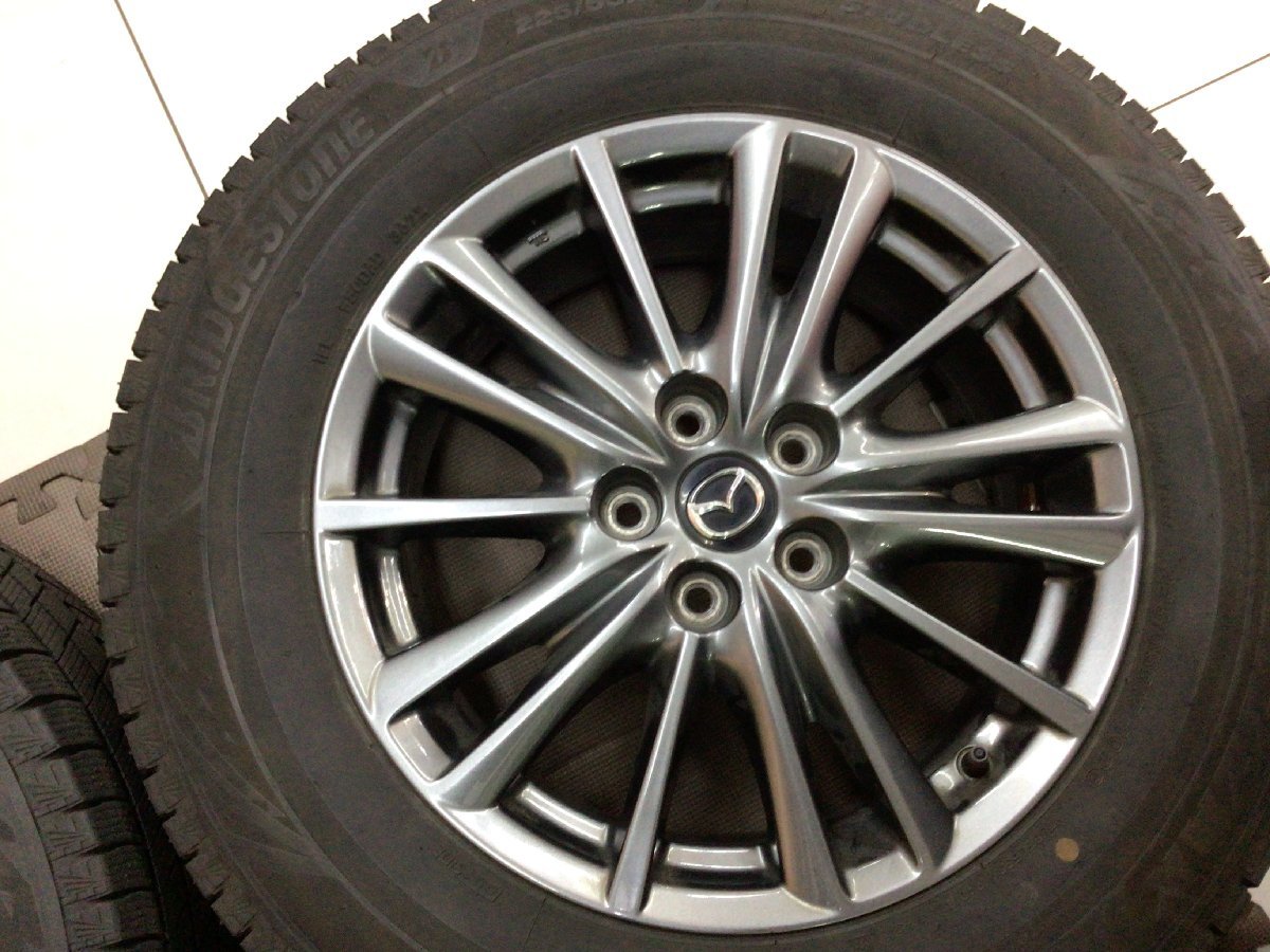 ★深溝ブリヂストンVRX3　225/65R17　マツダ純正17×7J+43　114.3/5H　CX-5取り外し品純正戻しや純正流用スペアとしてもオススメ★ ホイール 225&frasl;65R17 中古 CX-5 KF スタッドレス