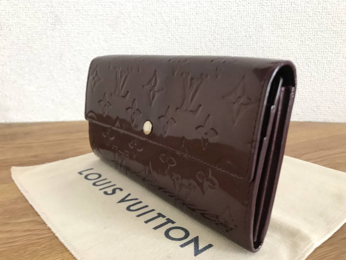 超美品[新型]ヴィトン ヴェルニ ルージュフォーヴィスト ジッピー 長財布 サラ NM/アマラント 黒 紫 パープル 赤 インター 折財布