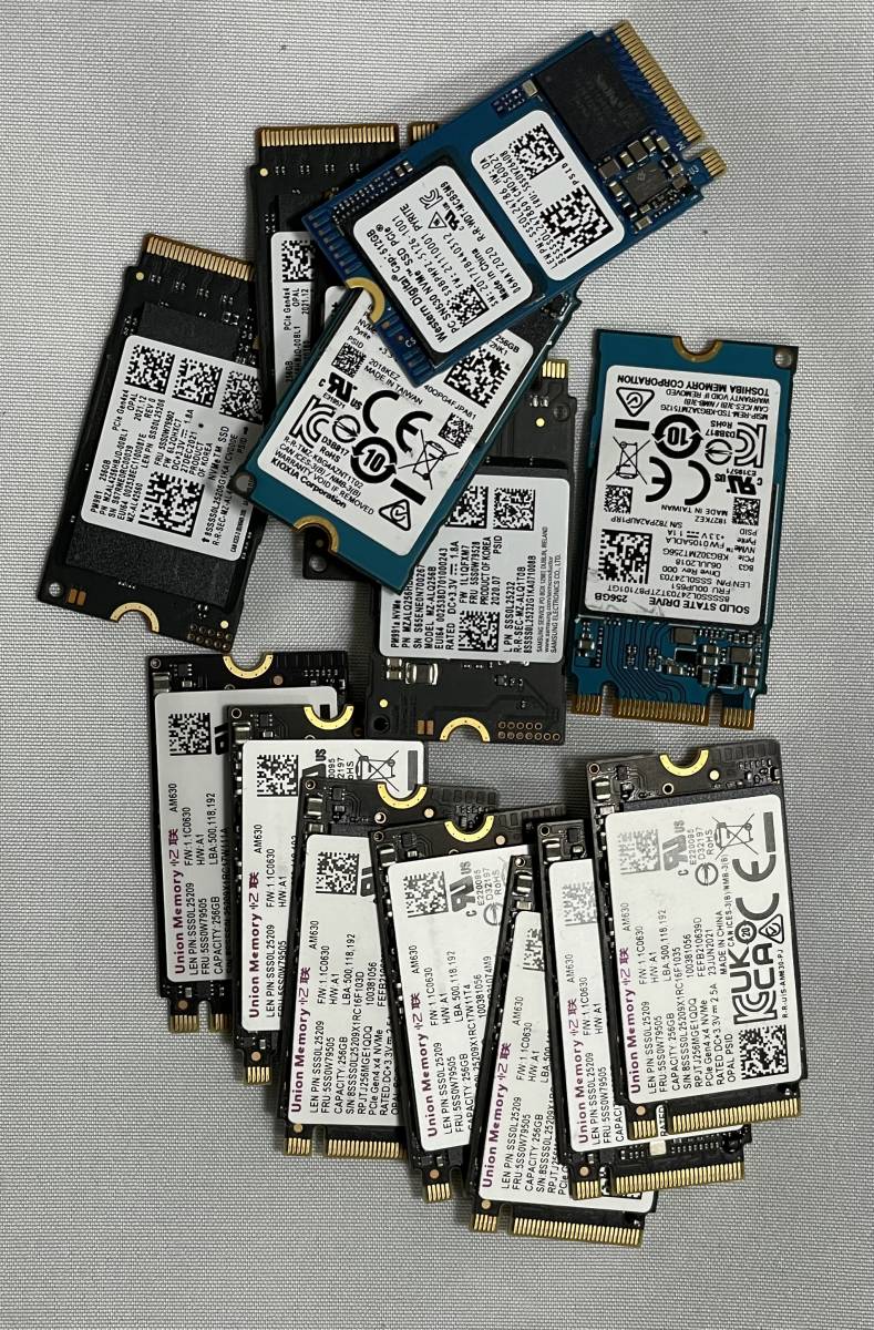 100% 正常品がジャンク扱い 各社256GB SSD 2242仕様 5枚まとめて PCIe