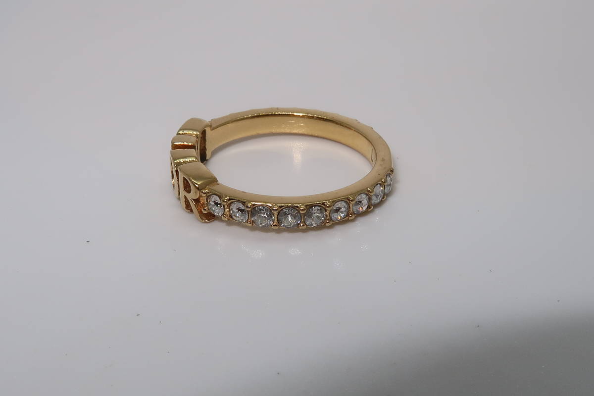 △▽Christian Dior ディオール リング 指輪 ロゴ ラインストーン L