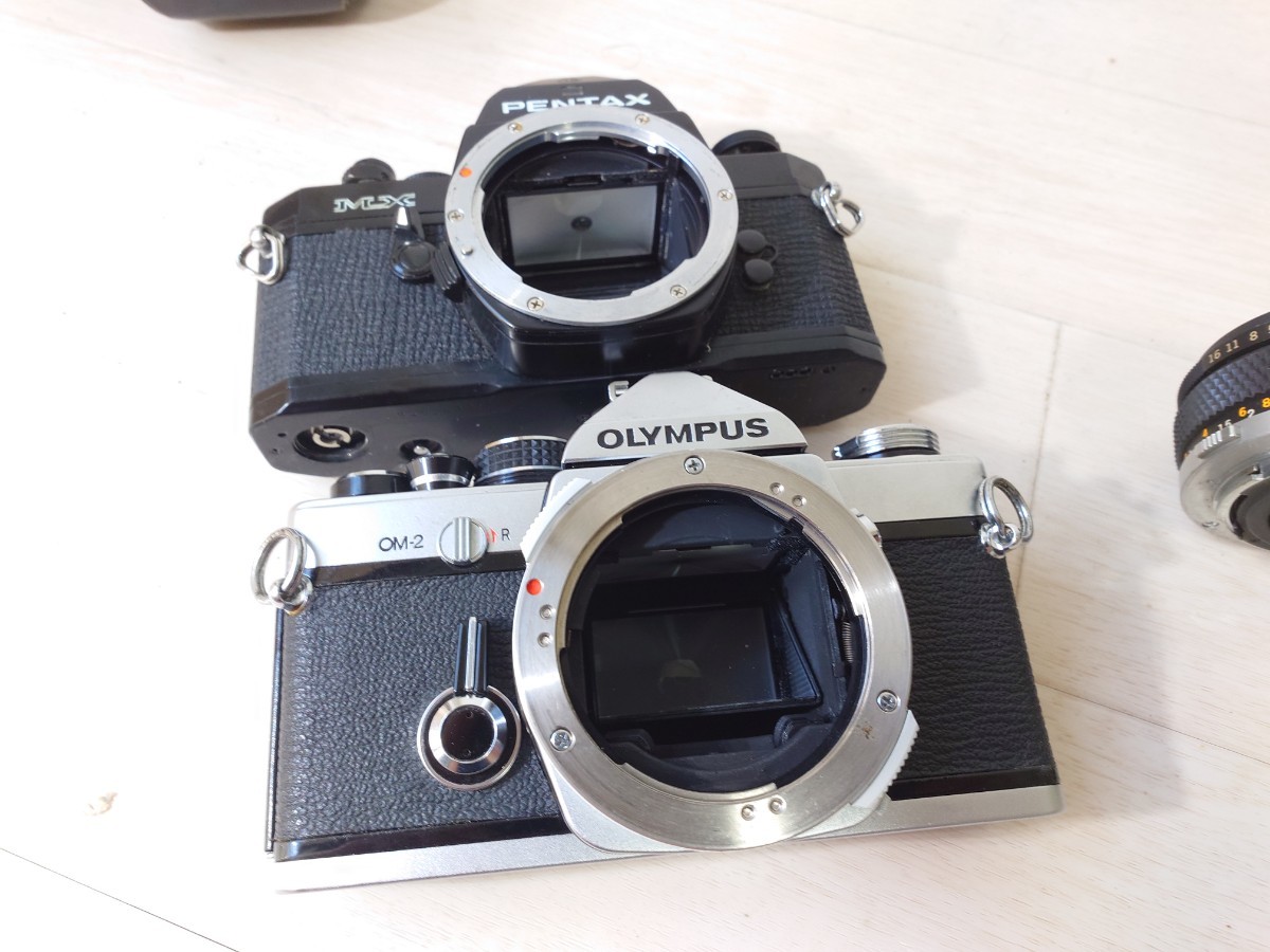 整理業者委託品】PENTAX MX OLYMPUS OM-2 2台セット レンズ付き 