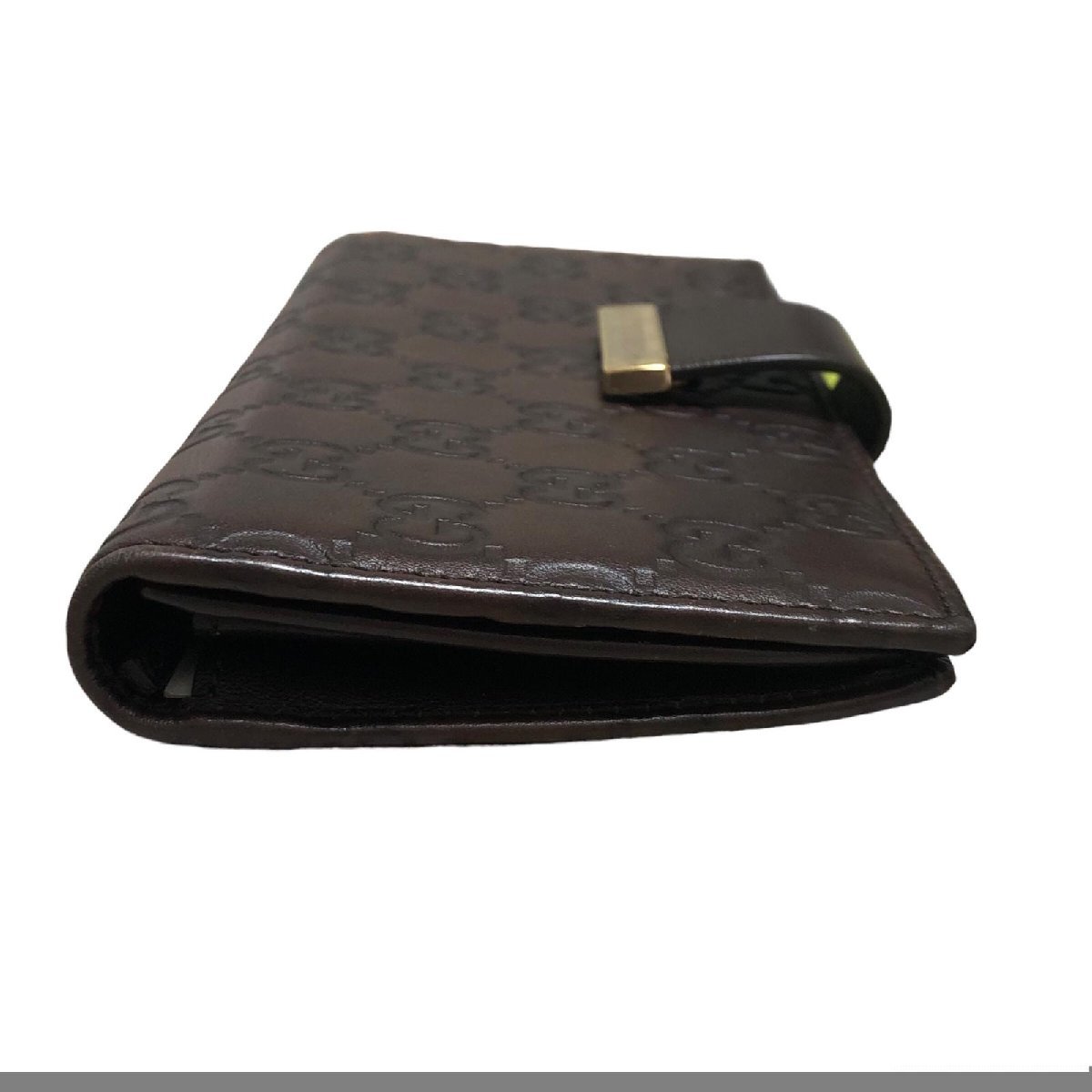 GUCCI グッチ シマレザー 長財布 ダークブラウン グッチ GUCCI シマ レザー 三つ折り 長財布 GG柄 茶 ダークブラウン