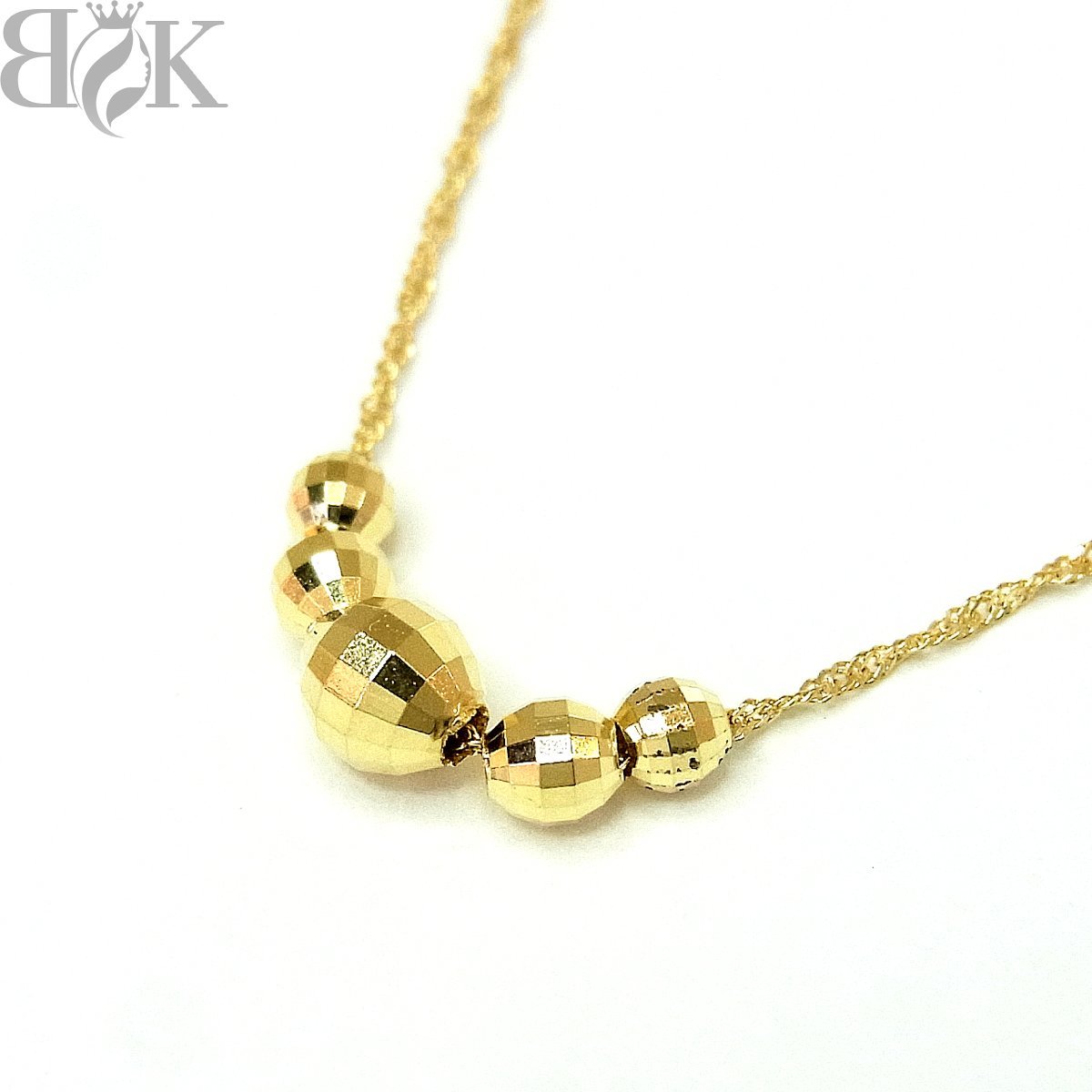 K18 スライド ミラーボール ネックレス 1.0g 全長：40cm ミラーボール