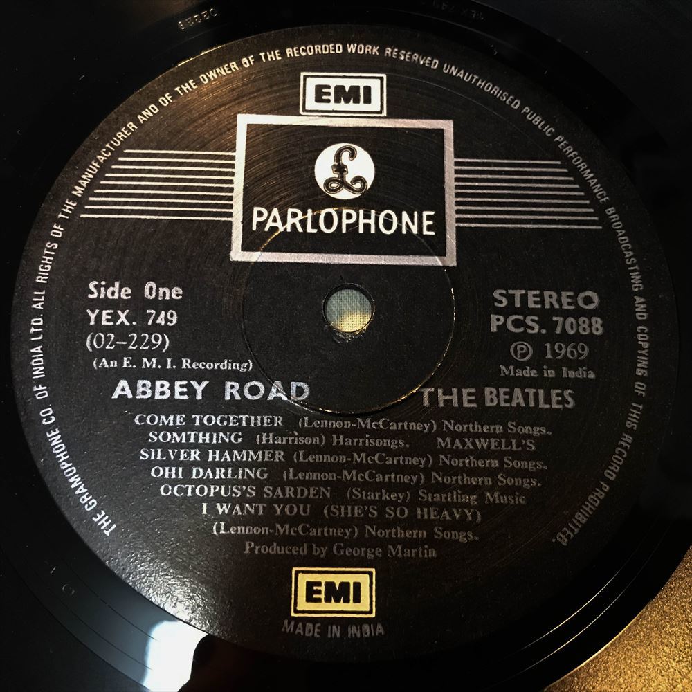 【限定SALE，新品】 ◆インドLP 真空管カット◆ BEATLES / ABBEY ROAD ◆PARLOPHONE黒ラベル　/コーティングジャケット