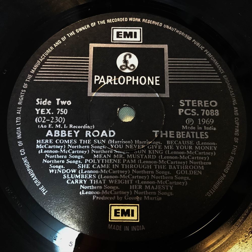 【限定SALE，新品】 ◆インドLP 真空管カット◆ BEATLES / ABBEY ROAD ◆PARLOPHONE黒ラベル　/コーティングジャケット