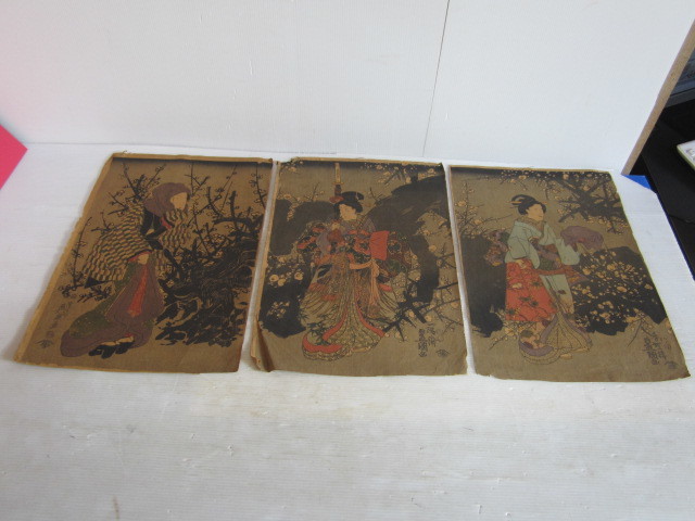 真作 香蝶楼豊国画 一陽斎豊国画 泉画 約37cm&times;25cm 木版画 浮世絵 3枚まとめ(木版画)｜売買されたオークション情報、yahooの商品情報をアーカイブ公開 - オークファン 木版画