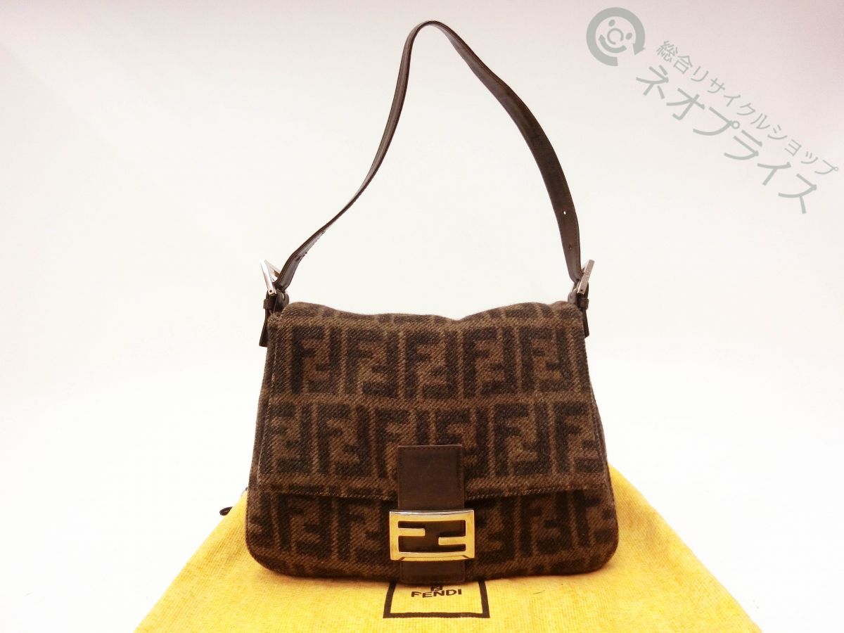 ☆YY8292 FENDI フェンディ ズッカ マンマ ウール ショルダー バッグ