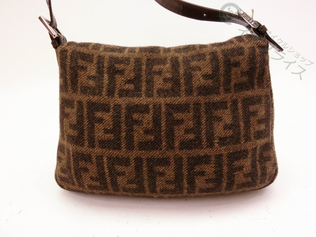 ☆YY8292 FENDI フェンディ ズッカ マンマ ウール ショルダー バッグ