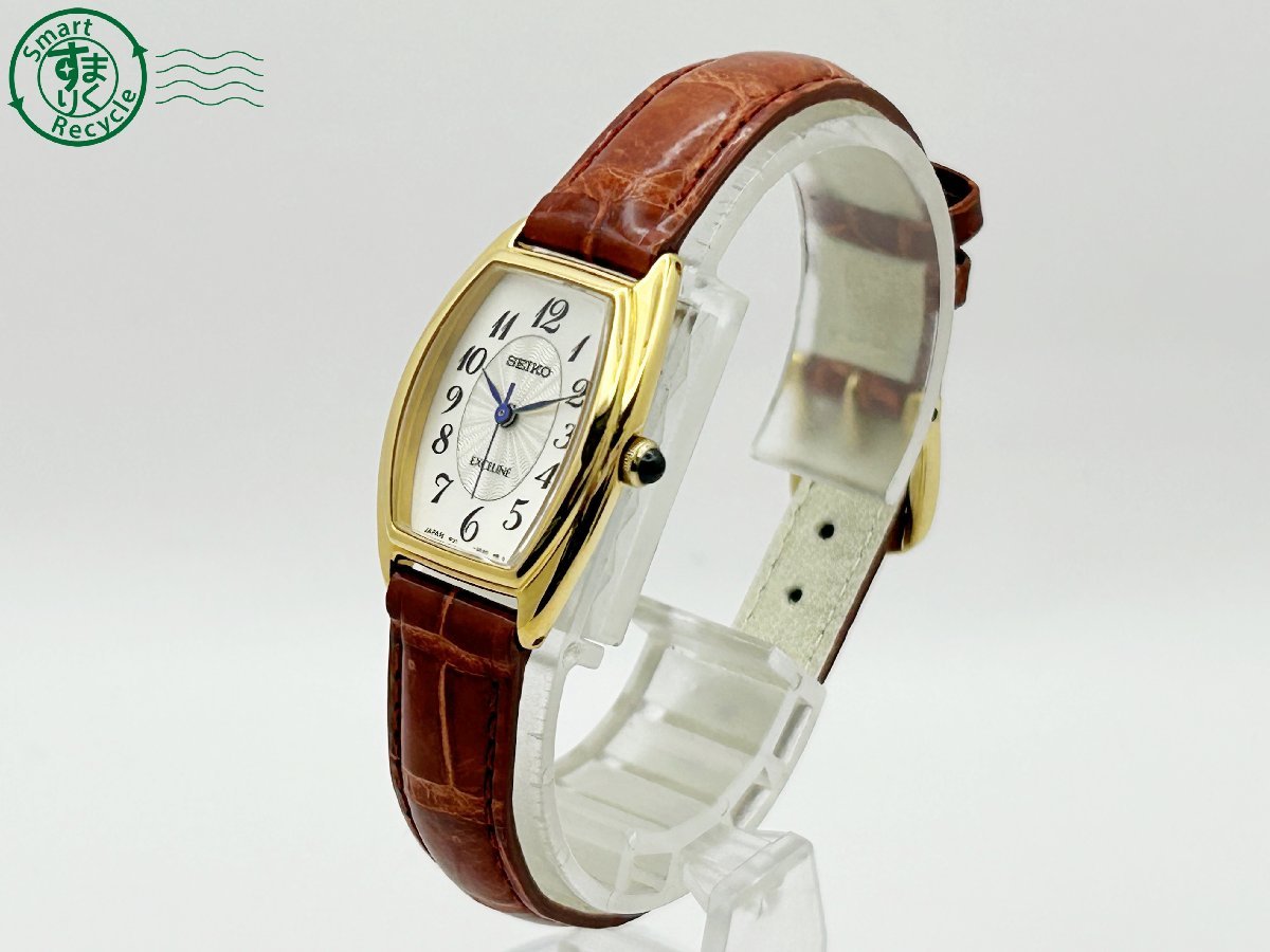 電池交換済】SEIKO EXCELINE 腕時計 トノー 新品ベルト クォーツ 3386