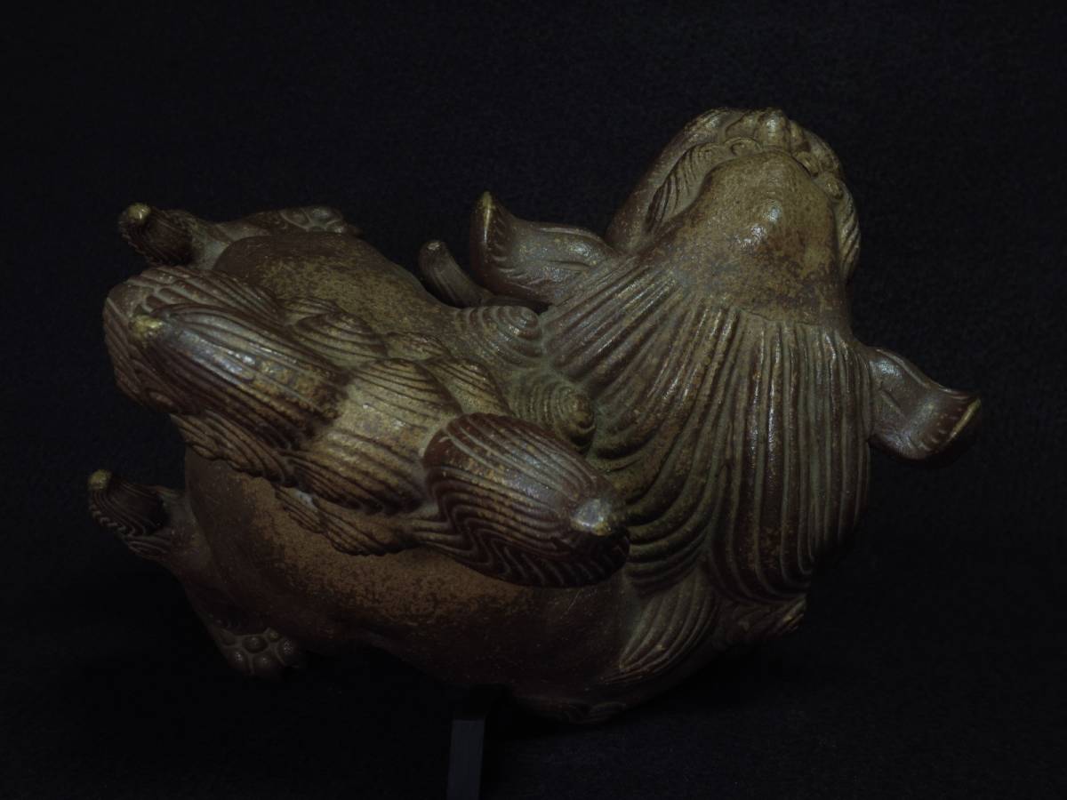 大型 備前焼 木村長十郎友敬 獅子 唐獅子 狛犬 縁起物 置物 古備前 古