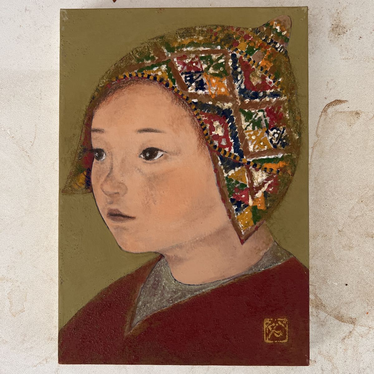 e9778 真作保証 油彩 静物画 河相優 「花」 P8号 額縁 【公式通販】