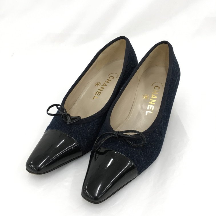 CHANEL シャネル パンプス 23.5cm デニム【BJAH0075】