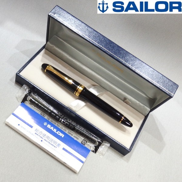 希少☆SAILOR セーラー万年筆 21K 21金 ブラック 箱・説明書・替芯付