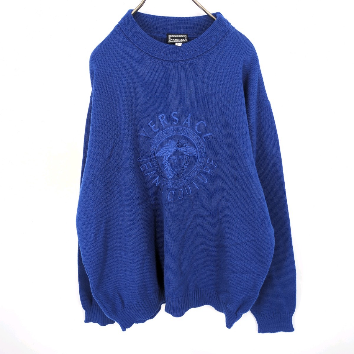 L VERSACE JEANS COUTURE ニット ブルー 長袖 リユース ultramto sw0368