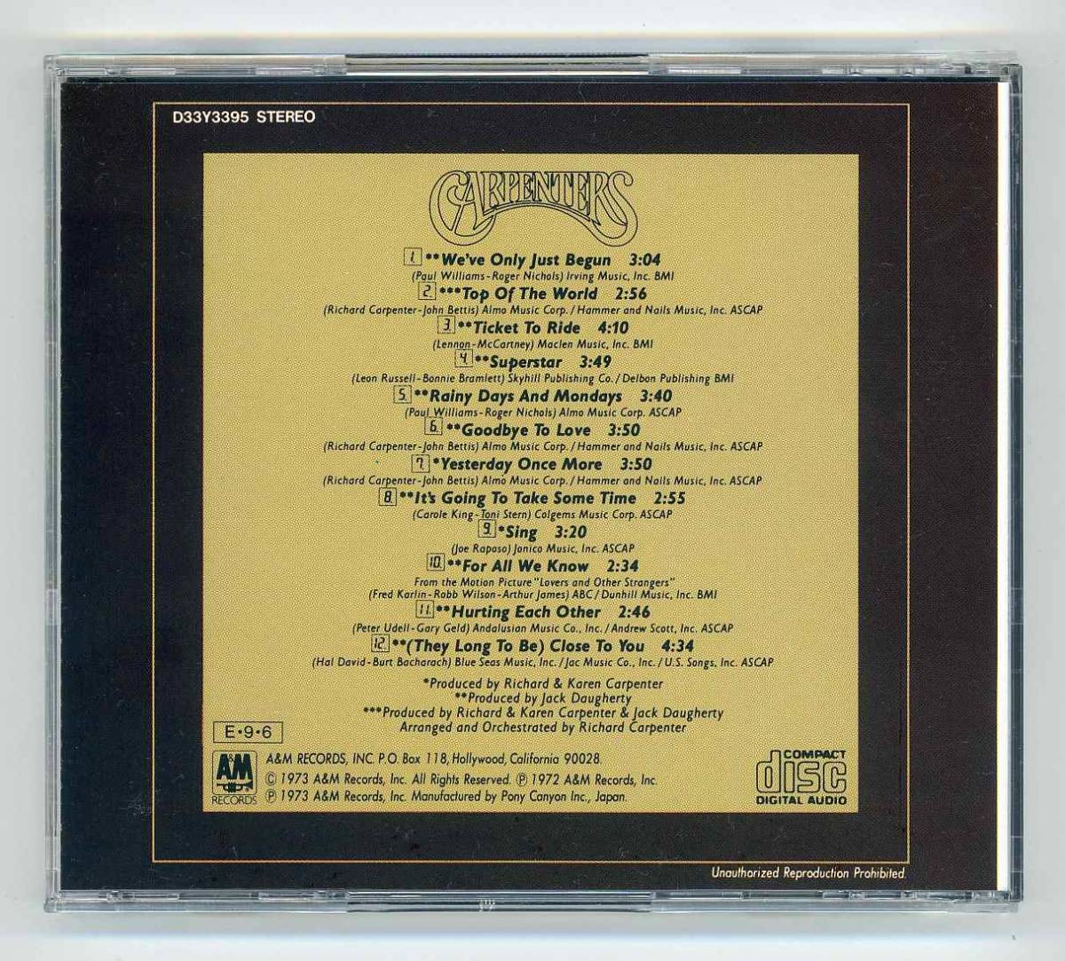 1969-1973 Carpenters Singles Music .com ⁄ Singles: | The 