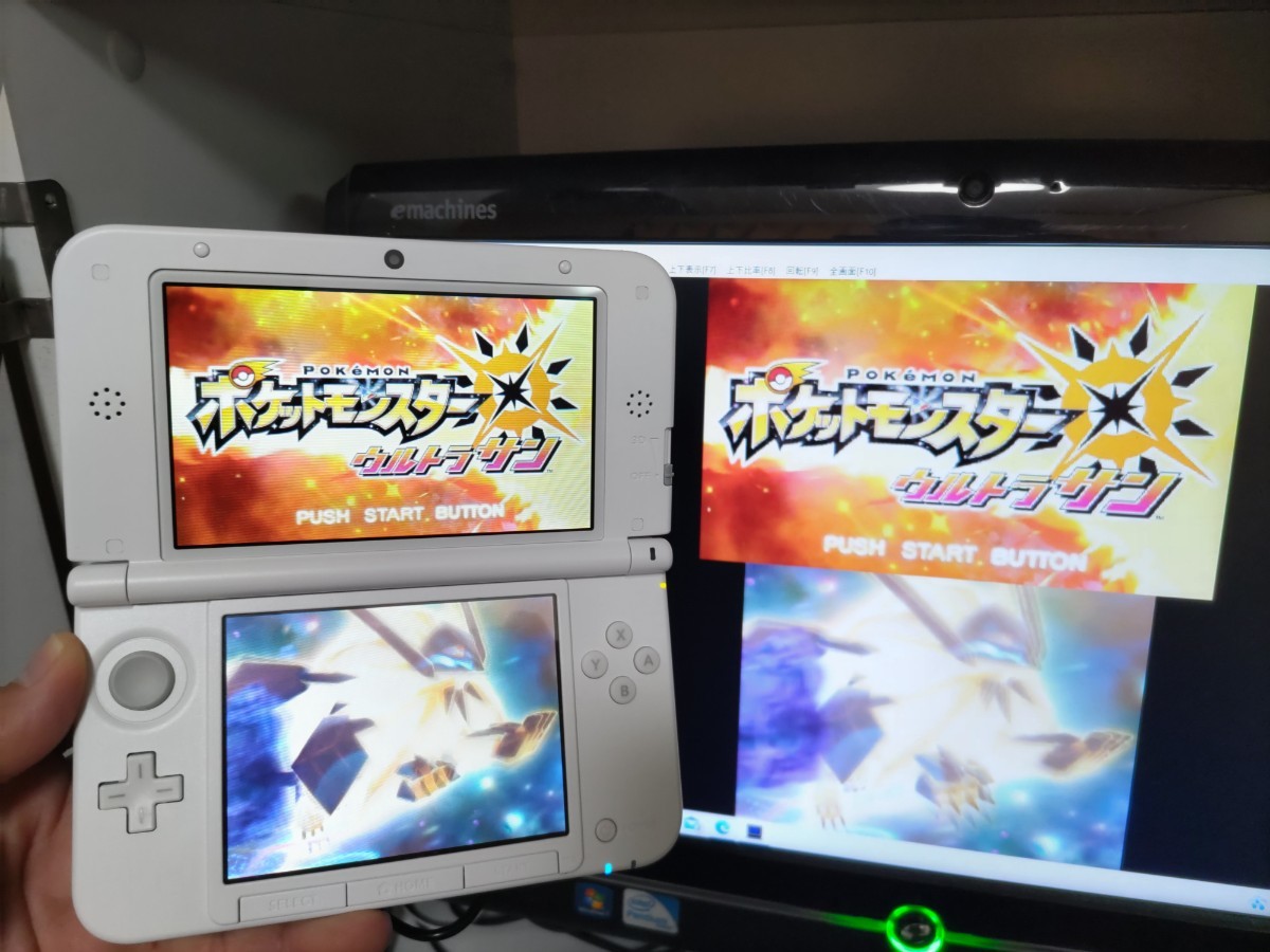 ★極美品★ ゲーム実況 3DSLL 『キャプチャー機能付き』ミント×ホワイト本体 偽トロ 本体 PCとの接続用ケーブル ★保証有★箱有り