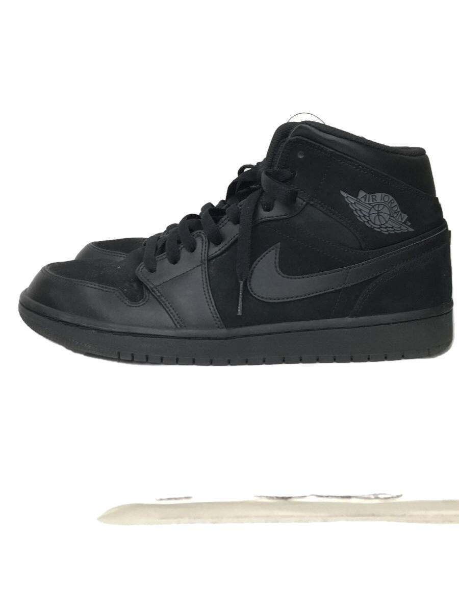 NIKE◆AIR JORDAN 1 MID/エアジョーダンミッド/ブラック/554724-050/28cm/ブラック