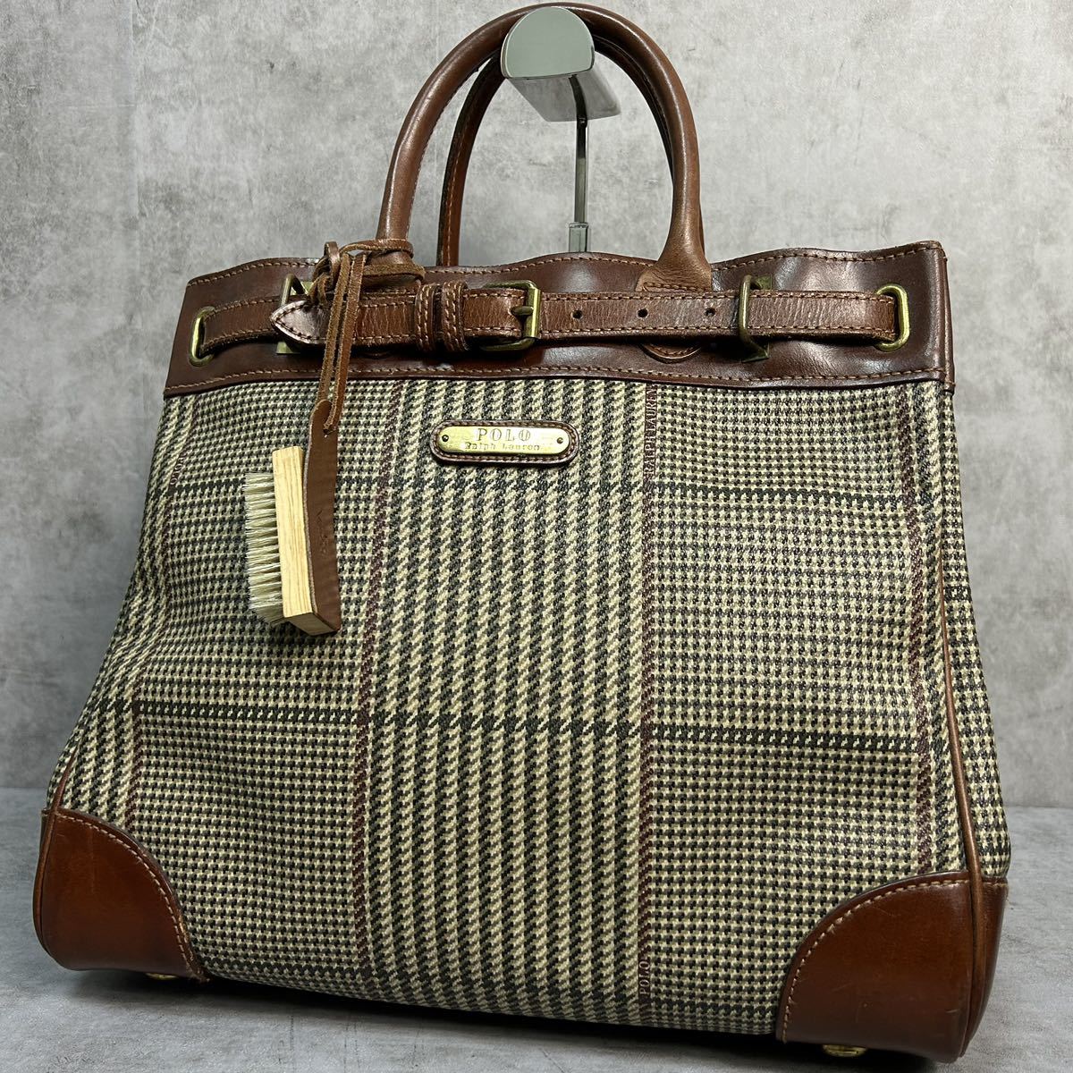 良品【廃盤】POLO RALPH LAUREN ポロラルフローレン 千鳥格子柄 トート 
