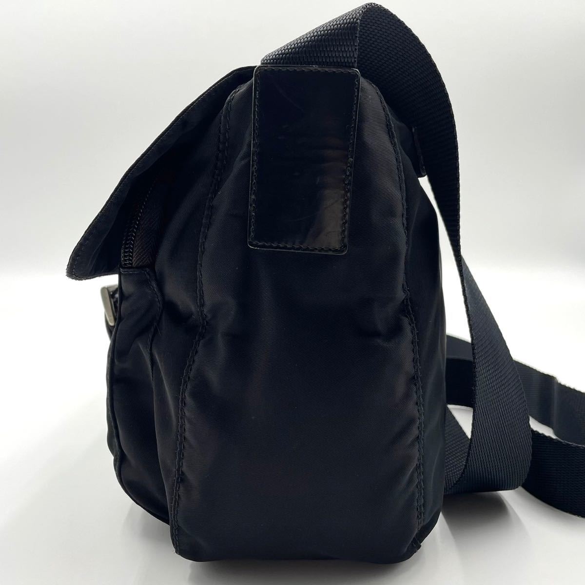 1円⁄美品○PRADA プラダ 三角ロゴプレート ナイロン×レザートート 