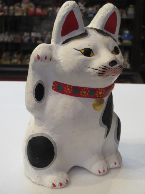 壽】三河旭土人形 招き猫 16㎝ 愛知県郷土玩具 民芸品 縁起物 【公式通販】