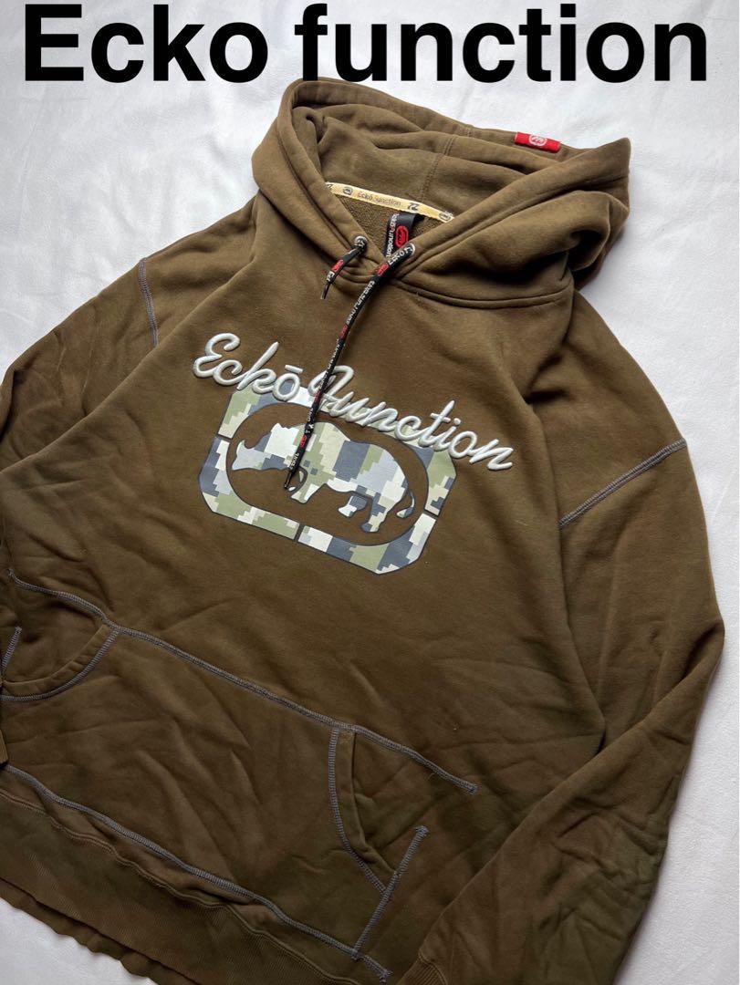 こここ出品 90s ECKO エコー パーカー デカロゴ 刺繍 フルジップ パーカー エコー
