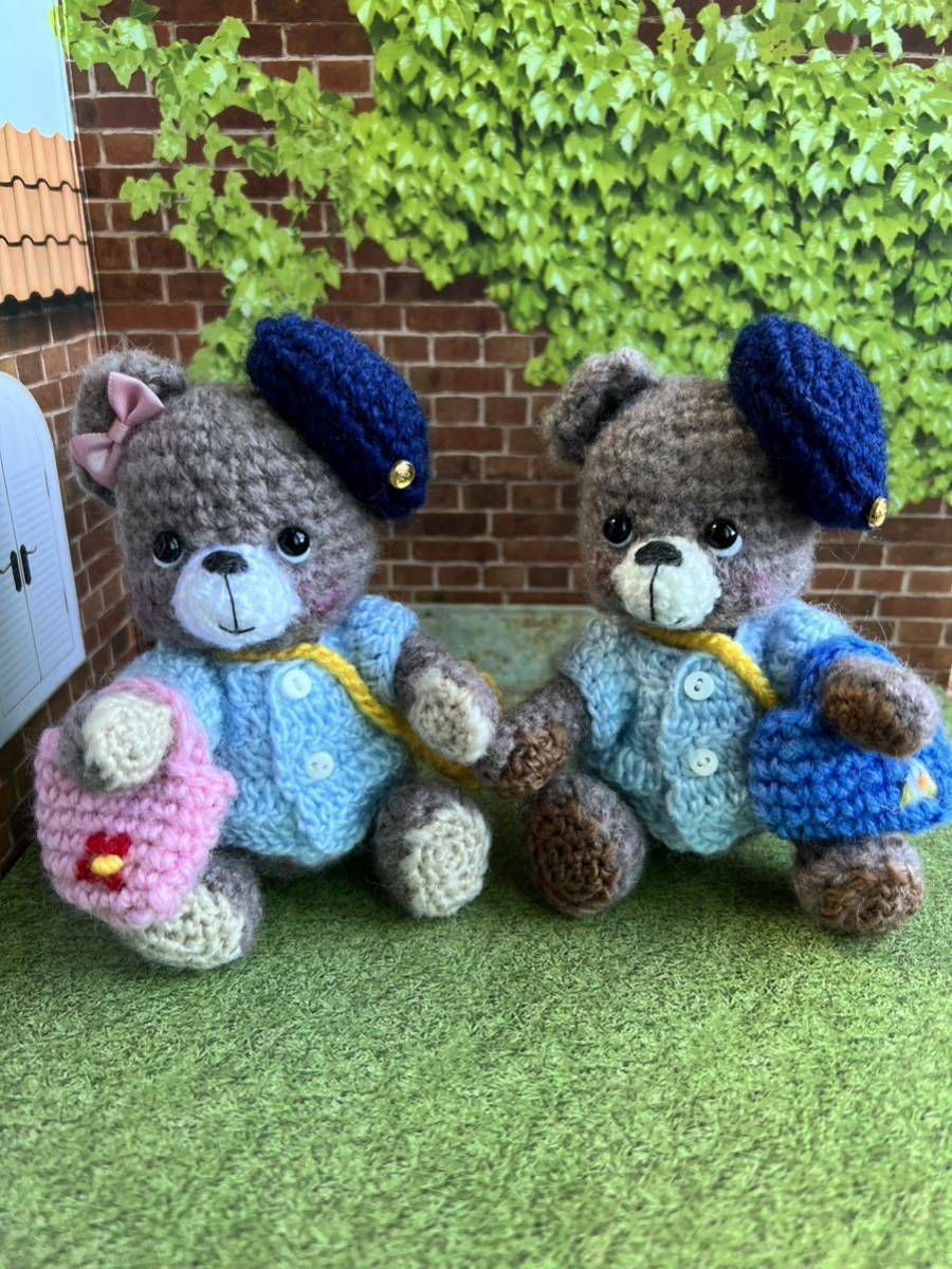 幼稚園児のくま　あみぐるみ ハンドメイド 幼稚園くまちゃん あみぐるみ(ハンドクラフト、手工芸