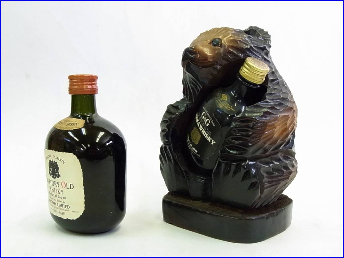 □ニッカ ウィスキー G&G ミニチュアボトル 50ml 木彫り熊 クマの 