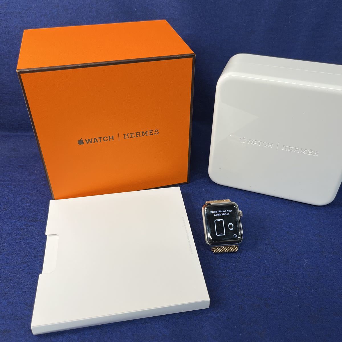T10106/【中古品】エルメス Apple Watch Series3 ステンレススチール シリコンベルト NQML2ZP/A　HERMES　アップルウォッチ