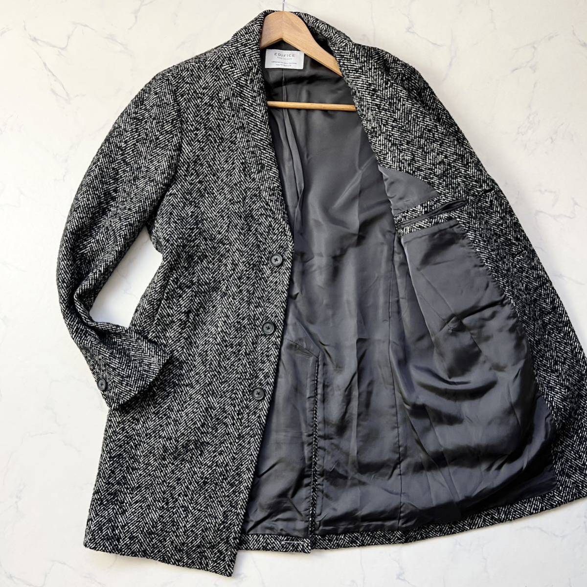 ロロピアーナ】EDIFICE エディフィス ヘリンボーン チェスターコート42