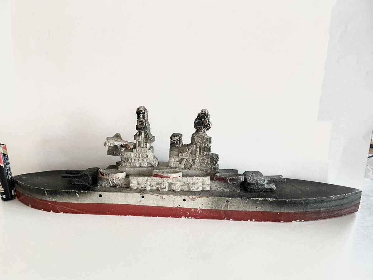 希少 戦前 木製 軍艦 戦艦 大日本帝国海軍 軍隊 旧日本軍 海軍 艦船 長 約25.6㎝