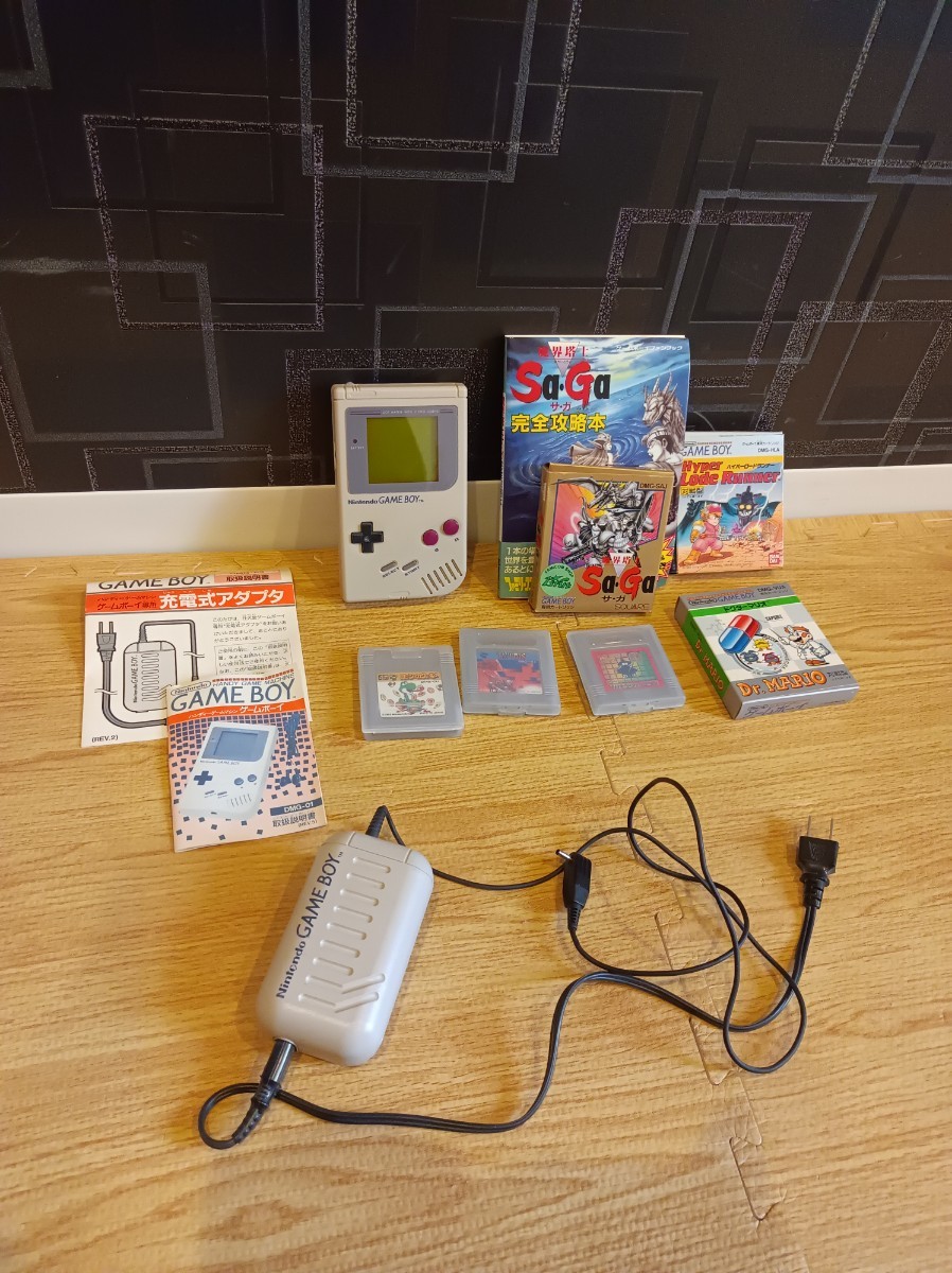 nn0202 211 Nintendo ゲームボーイ DMG-01 充電式アダプタ DMG-03 ソフト6本おまとめセット 中古 現状品 ジャンク Saga Dr.マリオ