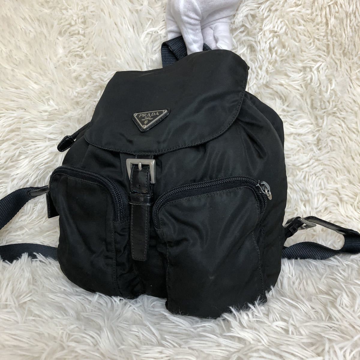 PRADA プラダ V131 ナイロン ブラック 黒 リュック バックパック ディバッグ 三角ロゴ ロゴプレート ビジネス A4