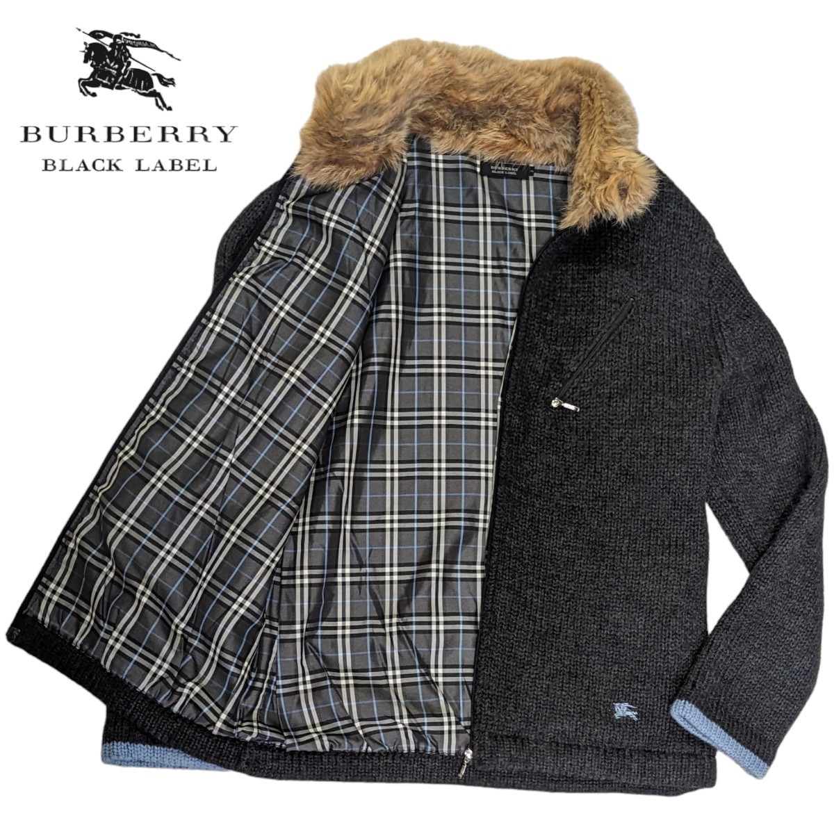 BURBERRYBLACKLABEL ニット ラビットファー ブラックレーベル ブラック