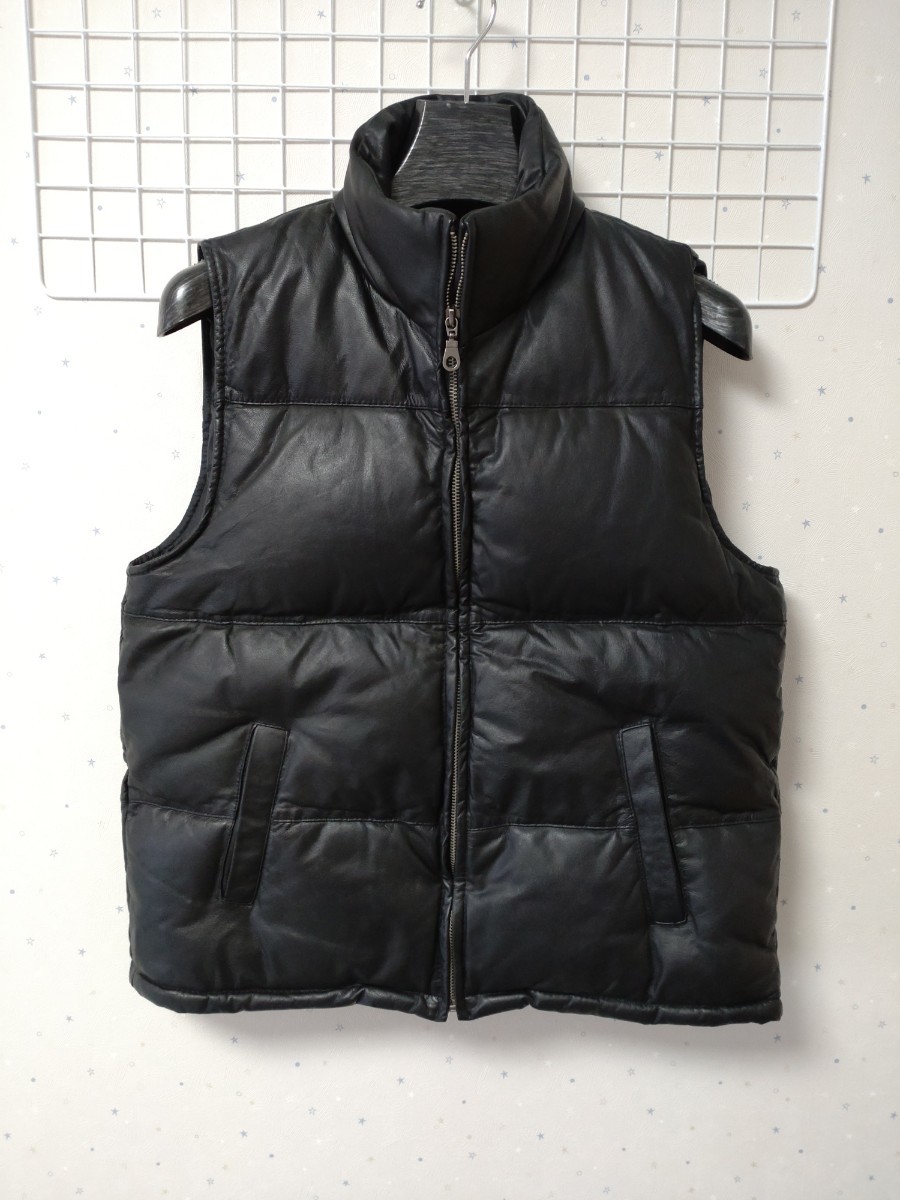 GREEN LABEL RELAXING 羊革 ダウンベスト Lサイズ　黒 UNITED ARROWS green label relaxing - ラムレザー ダウンベスト 本革